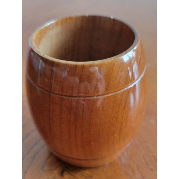 Duncan "Poem in Wood" Myrtlewood Crofters Wooden Barrel Shaped Toothpick Holder - Picture 2 of 11